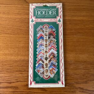 Minds Eye 1991 Vintage Christmas Card Holder Santa Angel Holly Scalloped Red